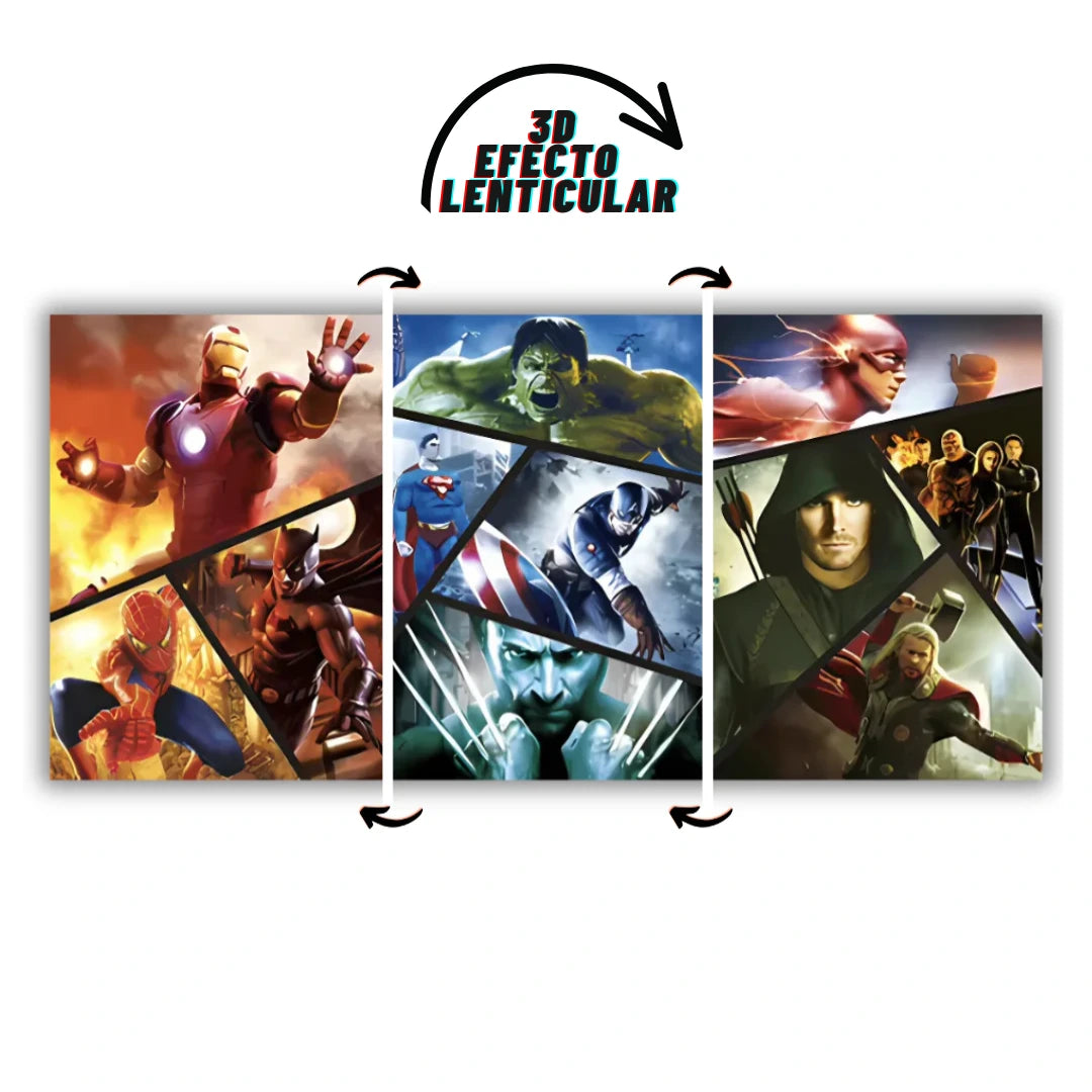 Poster 3D Superhéroes